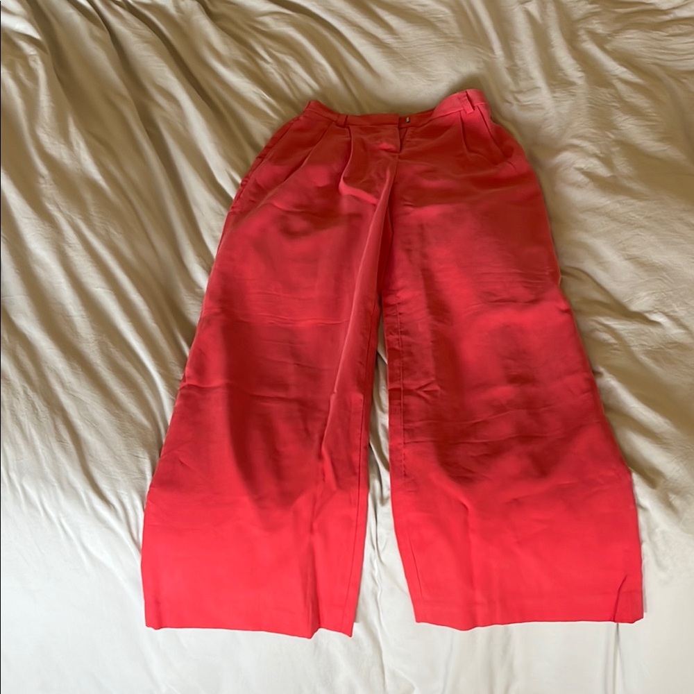 Vibrant Red Wide-Leg Pants